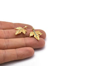 Gold Leaf Charm, 4 Gold Plated Brass Plane Tree Leaf Charms With 1 Loop, Pendants, Earring Findings (26x20mm) SY0147