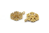 Gold Snowflake Charm, 2 Gold Plated Snowflake, Cubic Zircon, CZ Pave Snowflake Charm, Zircon Charm Pendant With 1 Loop (18x14mm) SY0174
