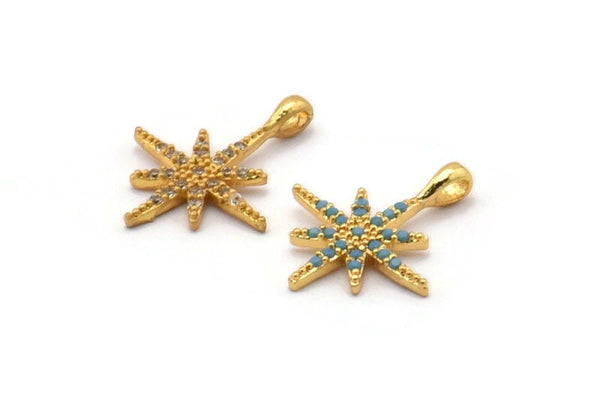 Gold North Star Charms, 2 Gold Plated Brass North Star Charms With 1 Loop, Pendants, Earring Findings (20x15mm) SY0121