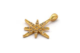 Gold North Star Charms, 2 Gold Plated Brass North Star Charms With 1 Loop, Pendants, Earring Findings (20x15mm) SY0121