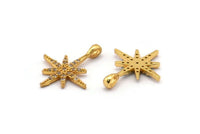 Gold North Star Charms, 2 Gold Plated Brass North Star Charms With 1 Loop, Pendants, Earring Findings (20x15mm) SY0121