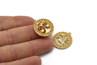 Gold Zodiac Signs, Zodiac Signs, Zodiac Sign Charms, Gold Plated Brass Zodiac, Horoscope Charms, Astrology Zodiac Charms (21mm)
