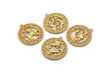 Gold Zodiac Signs, Zodiac Signs, Zodiac Sign Charms, Gold Plated Brass Zodiac, Horoscope Charms, Astrology Zodiac Charms (21mm)
