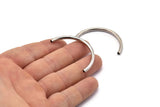 Silver Noodle Tubes, 6 Silver Tone Brass Semi Circle Curved Tube Beads (3x45mm) D0262 H0896