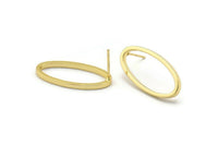 Altın Oval Küpe, 2 Altın Kaplama Pirinç Oval Küpe (14x28x1.4x1.8mm) BS 1739 A1186 Q1020