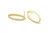 Altın Oval Küpe, 2 Altın Kaplama Pirinç Oval Küpe (14x28x1.4x1.8mm) BS 1739 A1186 Q1020