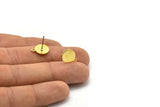 Brass Round Earring, 10 Raw Brass Round Stud Earrings With 1 Loop (12.5x10x1mm) E040 A1789