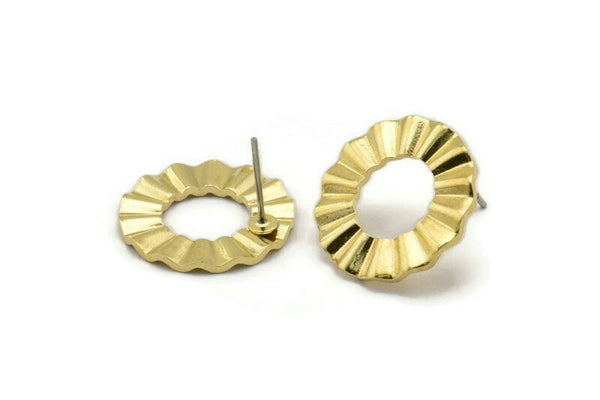 Brass Ring Earring, 6 Raw Brass Ring Stud Earrings (18x1mm) D893 A1168