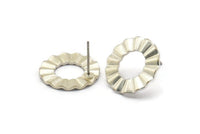 Silver Circle Earring, 4 Matte Silver Plated Brass Round Stud Earrings (18x1mm) D893 A1168