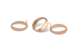 Rose Gold Round Earring, 4 Rose Gold Plated Brass Circle Stud Earrings (25x0.80mm) D1109 A1256