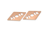 Rose Gold Diamond Charm, 2 Rose Gold Plated Brass Moon Phases Patterned Diamond Shaped Charms With 1 Hole (40x26x0.80mm) M01670 H0926