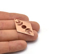 Rose Gold Diamond Charm, 2 Rose Gold Plated Brass Moon Phases Patterned Diamond Shaped Charms With 1 Hole (40x26x0.80mm) M01670 H0926