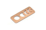 Rose Gold Rectangle Charm, 4 Textured Rose Gold Plated Brass Moon Phases Charms With 1 Hole, Stamping Blanks (25x10x0.80mm) M01991