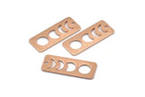 Rose Gold Rectangle Charm, 4 Textured Rose Gold Plated Brass Moon Phases Charms With 1 Hole, Stamping Blanks (25x10x0.80mm) M01991