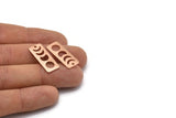 Rose Gold Rectangle Charm, 4 Textured Rose Gold Plated Brass Moon Phases Charms With 1 Hole, Stamping Blanks (25x10x0.80mm) M01991