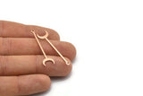 Rose Gold Moon Charm, 8 Rose Gold Plated Brass Crescent Charms With 1 Loop (40x9x0.80mm) M02037