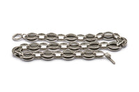 Silver Necklace Chain, Antique Silver Plated Brass Rope Chain Necklace, Chain Choker Necklace (45cm - 17.7 inc) 22x16x6 - 16x10x5mm N1884