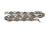 Silver Necklace Chain, Antique Silver Plated Brass Rope Chain Necklace, Chain Choker Necklace (45cm - 17.7 inc) 22x16x6 - 16x10x5mm N1884