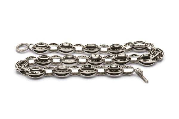 Silver Necklace Chain, Antique Silver Plated Brass Rope Chain Necklace, Chain Choker Necklace (45cm - 17.7 inc) 22x16x6 - 16x10x5mm N1884