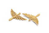 Gold Sword Charm, Gold Plated Sword, Cubic Zircon, CZ Pave Wing Charm, Zircon Charm Pendants With 1 Loop (32x46mm) SY0095