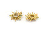 Gold Sun Charm, 2 Gold Plated Brass Charms With 2 Loops, Pendants, Earring Findings (19x18mm) SY0171