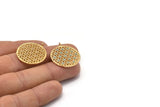 Gold Round Charm, Gold Plated Round, Cubic Zircon, CZ Pave Round Charm, 2 Zircon Round Shaped Pendants With 1 Loop (28x24mm) SY0115