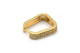 Brass Leverback Earring, 2 Raw Brass Square Hoop Zircon Earrings (20x17x5mm) SY0081