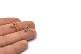Gold Dragonfly Earring, 2 Gold Plated Brass Dragonfly Stud Earrings, CZ Pave Earrings, Zircon Dragonfly Stud Earrings (15x15mm) SY0245