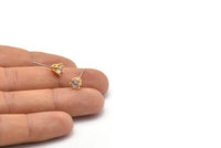 Gold Stud Earring, 4 Gold Plated Brass 6 Claw Stud Earrings, CZ Pave Earrings, Round Zircon Stud Earrings (8x7mm) SY0218