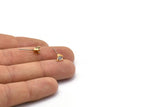 Gold Stud Earring, 4 Gold Plated Brass 4 Claw Stud Earrings, CZ Pave Earrings, Round Zircon Stud Earrings (7x5mm) SY0296