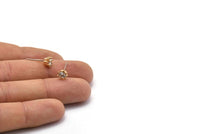 Gold Stud Earring, 4 Gold Plated Brass 8 Claw Stud Earrings, CZ Pave Earrings, Round Zircon Stud Earrings (7x6mm) SY0305