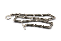 Silver Necklace Chain, Antique Silver Plated Brass Rope Chain Necklace, Chain Choker Necklace (45cm - 17.7 inc) 25x4.5mm N1837