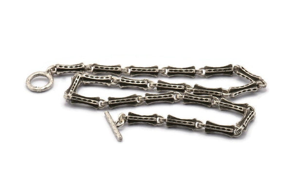 Silver Necklace Chain, Antique Silver Plated Brass Rope Chain Necklace, Chain Choker Necklace (45cm - 17.7 inc) 25x4.5mm N1837