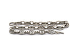 Silver Necklace Chain, Antique Silver Plated Brass Rope Chain Necklace, Chain Choker Necklace (45cm - 17.7 inc) 19x12x3 - 17x10x4mm N1855
