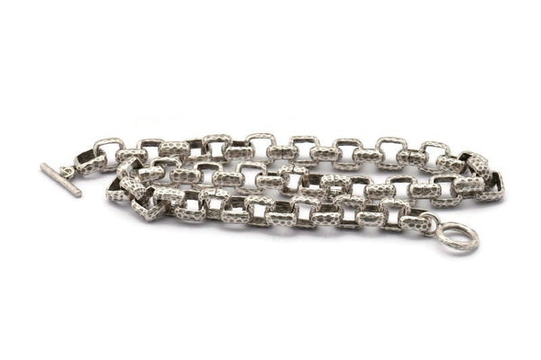 Silver Necklace Chain, Antique Silver Plated Brass Rope Chain Necklace, Chain Choker Necklace (44cm - 17.3 inc) 13mm N1868