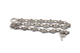 Silver Necklace Chain, Antique Silver Plated Brass Rope Chain Necklace, Chain Choker Necklace (43cm - 16.9 inc) 17x13x2.5 - 12x16x3mm N1847