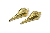 Brass Bird Skull, 2 Raw Brass Snowflake Patterned Bird Skull Charms With 1 Loop, Pendants, Earring Findings (36x15x6mm) N1962