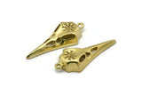 Brass Bird Skull, 2 Raw Brass Snowflake Patterned Bird Skull Charms With 1 Loop, Pendants, Earring Findings (36x15x6mm) N1962