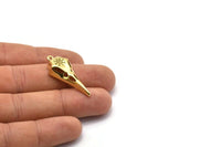 Brass Bird Skull, Raw Brass Snowflake Patterned Bird Skull Charms With 1 Loop, Pendants, Earring Findings (36x15x6mm) N1962