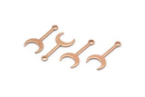 Rose Gold Moon Charm, 12 Rose Gold Plated Brass Crescent Charms With 1 Loop (20x9x0.80mm) M02040