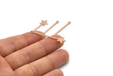 Rose Gold Star Charm, 8 Rose Gold Plated Brass Star Charms With 1 Loop (40x9x0.80mm) M02049