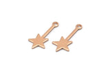 Rose Gold Star Charm, 12 Rose Gold Plated Brass Star Charms With 1 Loop (20x9x0.80mm) M02050