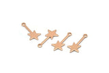 Rose Gold Star Charm, 12 Rose Gold Plated Brass Star Charms With 1 Loop (20x9x0.80mm) M02050