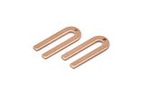 Rose Gold U Shape Charm, 6 Rose Gold Plated U Shaped Charms With 1 Hole (22x9x0.80mm) M02093