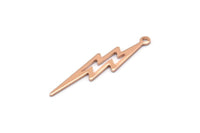 Rose Gold Lightning Charm, 4 Rose Gold Plated Brass, Rose Gold Lightning Charms With 1 Loop (35x8x0.80mm) M02474