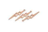 Rose Gold Lightning Charm, 4 Rose Gold Plated Brass, Rose Gold Lightning Charms With 1 Loop (35x8x0.80mm) M02474