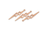 Rose Gold Lightning Charm, 4 Rose Gold Plated Brass, Rose Gold Lightning Charms With 1 Loop (35x8x0.80mm) M02474