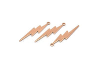 Rose Gold Lightning Charm, 4 Rose Gold Plated Brass, Rose Gold Lightning Charms With 1 Loop (35x8x0.80mm) M02472