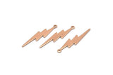 Rose Gold Lightning Charm, 4 Rose Gold Plated Brass, Rose Gold Lightning Charms With 1 Loop (35x8x0.80mm) M02472