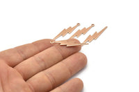 Rose Gold Lightning Charm, 4 Rose Gold Plated Brass, Rose Gold Lightning Charms With 1 Loop (35x8x0.80mm) M02472